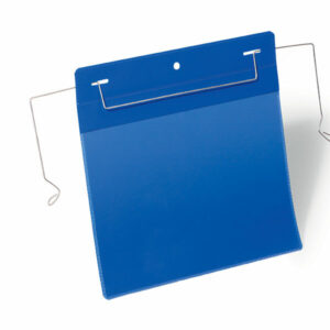 Durable Logistics Pockets With Wire Hanger A5 Landscape 50 Pack Blue