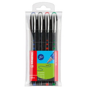Stabilo Black Rollerball Pens Assorted 4 Pack