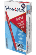 Papermate Profile 1.4mm Retractable Ballpoint Pen Red Box of 12