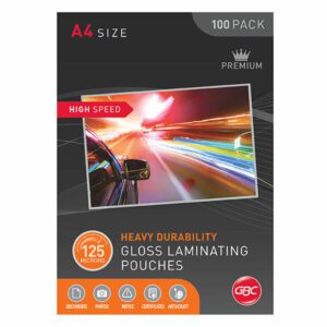 GBC A4 High Speed Laminating Pouch 125 Micron Gloss 100 Pack