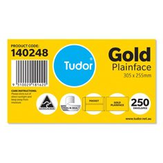 Tudor Envelopes 305 x 255 Plainface Peel-N- Seal Gold Box 250