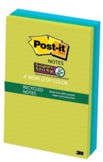Post-it 660-3SST 30% Recycle Lined Super Sticky Notes Tropical 98x149mm 3Pads/Pack