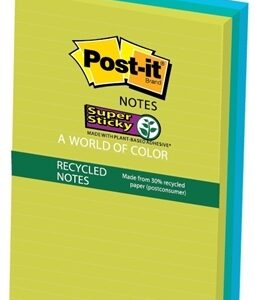 Post-it 660-3SST 30% Recycle Lined Super Sticky Notes Tropical 98x149mm 3Pads/Pack