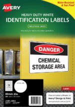 Avery L6112HD Heavy Duty Round Laser Label 24UP 40mm 10/Pack