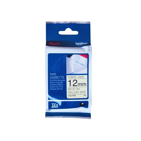 Brother Fabric Tape 12mm x 3m Blue on White TZe-FA63