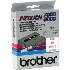 Brother Tape 24mm x 8m Red on White TX-252