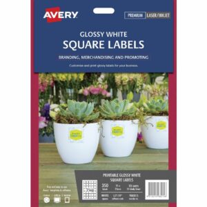 Avery Print-to-the-Edge Square Labels Gloss White 350 Pack 980015