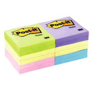 Post-it 654-AST Pastel Notes 73 x 73mm Assorted Pk/12