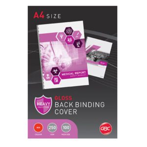 GBC Binding Cover A4 250gsm Gloss Red PK100