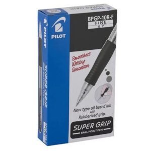 Pilot Retractable Supergrip Ballpoint Pen BPGP10R Fine Black Box 12