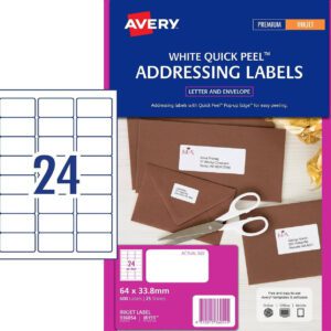 Avery J8159 Inkjet Address Labels White 24 Per Page 25 Pack - 936054