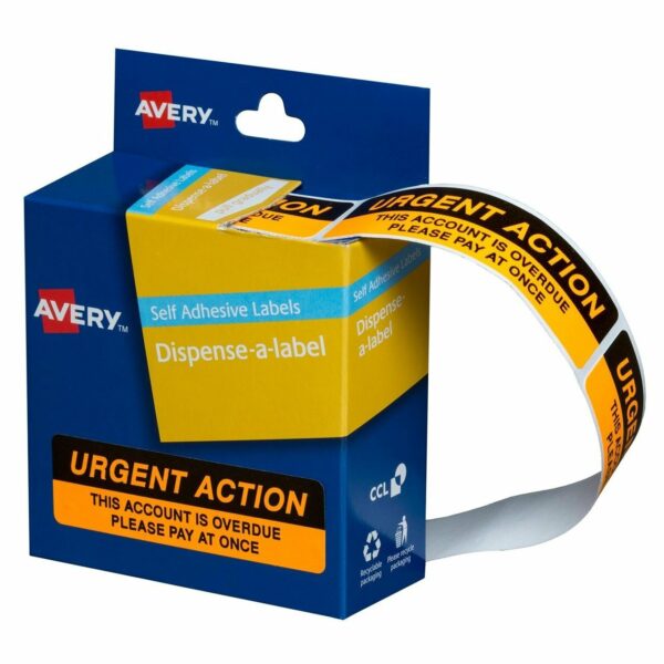 Avery Pre-printed Dispenser Labels 'Urgent Action' Pk/125