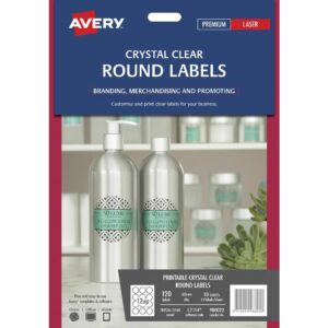 Avery Crystal Clear Round Labels Transparent 120 Pack 980022