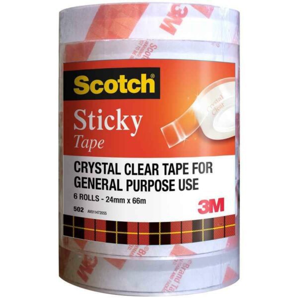Scotch 502 Sticky Tape 24mm x 66m 6 Pack