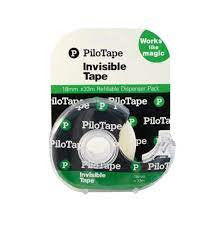 Pilotape Invisible Tape With Dispenser 18mm x 33m 12 Pack