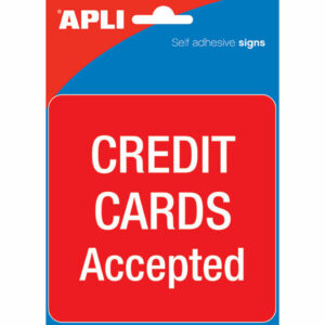 APLI Self Adhesive Signs Credit Cards Accepted PK 1