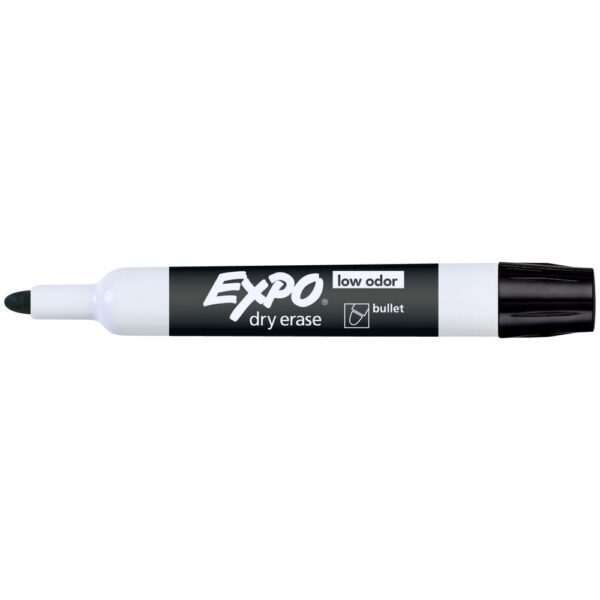 Expo Bullet Whiteboard Markers Black 12 Pack