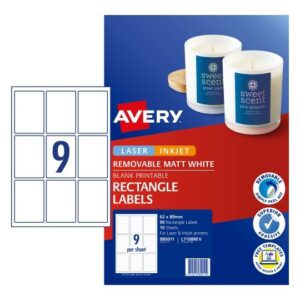 Avery 9UP Inkjet Laser Removable Labels White 9 Sheets