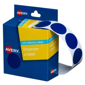 Avery Dispenser Labels Blue Circle 24mm Pk/500