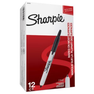 Sharpie Retractable Permanent Marker Fine Point Black Box of 12