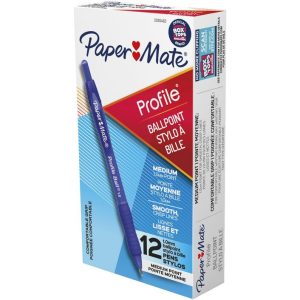 Papermate Profile 1.0mm Retractable Ballpoint Pen Blue Box 12