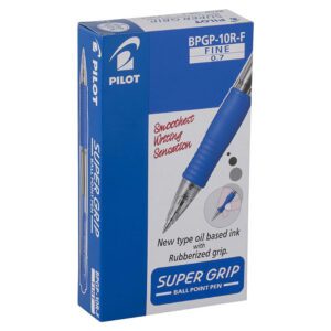 Pilot Retractable Supergrip Ballpoint Pen Fine Blue Box 12