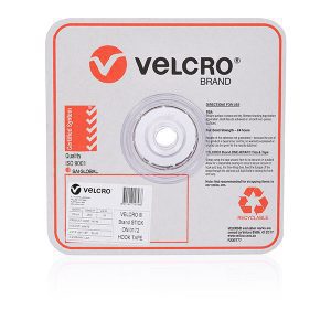 Velcro White Hook Only Strips 25mm x 25m