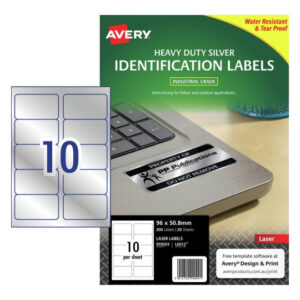 Avery Heavy Duty Labels Metallic Silver 10 UP 20 Pack