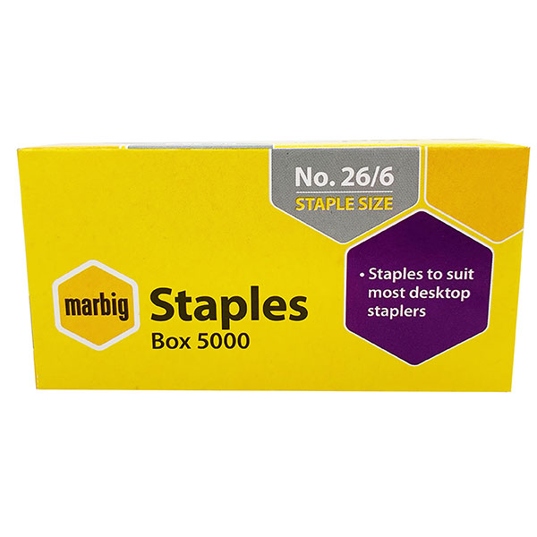 Marbig 26/6 staples Box 5000