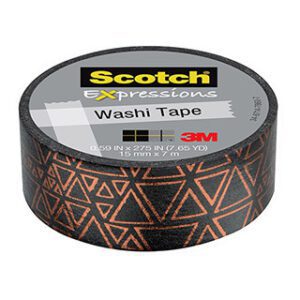 Scotch Expressions Foil Tape 15mm X 7m Black And Copper Triangles