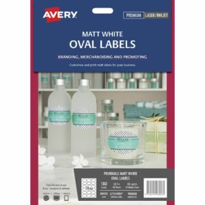 Avery Print-to-the-Edge Removable Oval Labels White 180 Pack 980008