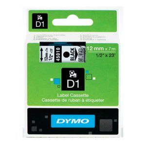 Dymo D1 Black on Clear Tape 12mm x 7m SD45010