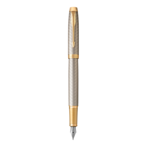 Parker IM Premium Warm Grey Etched Gold Trim Fountain Pen Medium Nib