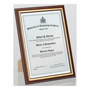 Carven Document & Picture Frame Redwood Timber With Gold A4