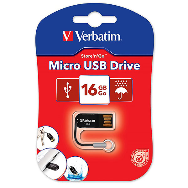 Verbatim 44050 Store 'N' Go MICRO USB DRIVE BLACK 16GB