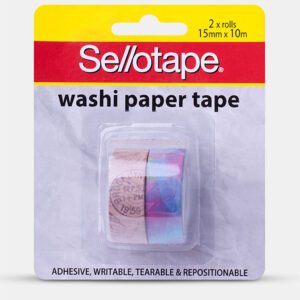 Sellotape Washi Paper Tape 15mm x 10m PK2 Assorted Designs