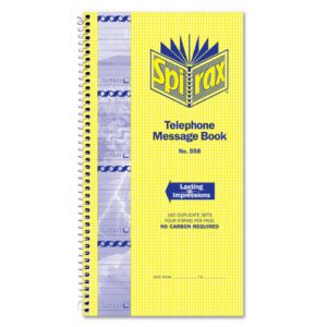 Spirax 558 Telephone Message Book Side Open 279x144mm