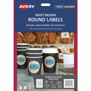 Avery Print-to-the-Edge Round Labels Kraft 180 Pack 980002