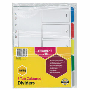 Marbig Indices & Dividers 5 Tab A4 Multi Colours