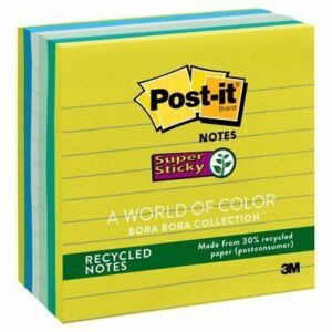 Post-it Recycled Super Sticky Notes 675-6sst Lined Bora Bora  6 Pads
