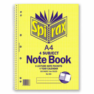 Spirax 606 A4 4 Subject Notebook 320 pages