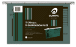 Olympic Suspension File Foolscap 100% Recycle Green EG Pack 10