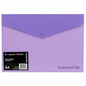 ColourHide Colourhide Document Wallet A4 PP With Button Purple 10 Pack