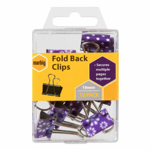 Marbig 975804 Fold Back Clip Purple 19mm
