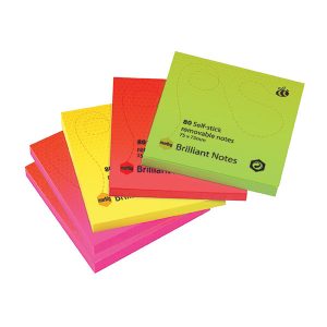 Marbig Brilliant Notes 75x75mm Assorted Pack of 5