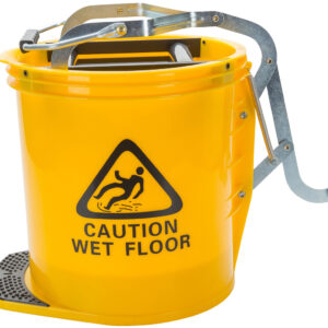 Cleanlink Mop Bucket Heavy Duty Metal Wringer 16 Litre Yellow