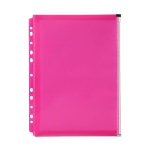 Marbig Binder Wallet A4 Right Side Zip Open Pink
