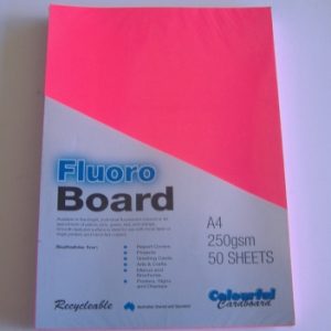 Fluroboard Pink 250Gsm A4 Pk50