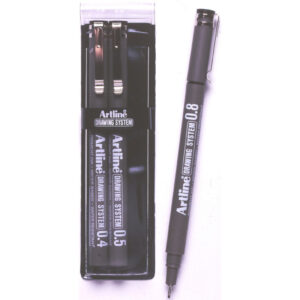 Artline 230 Drawing System Pen 0.4mm 0.5mm 0.8mm Black Wallet 3