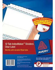 Avery 12 Tab IndexMaker Dividers Clear Label L7455-12